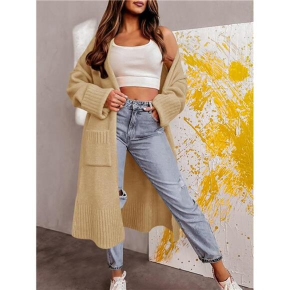 Cardigan Sweaters for Women Khaki - Picture 2 of 5